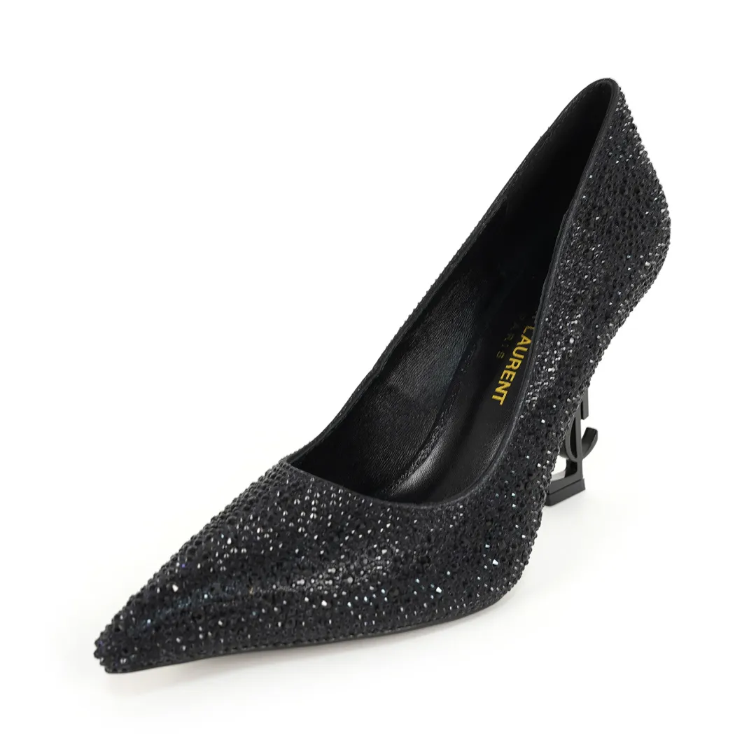 👟👟Ex-factory price 600👟👟 [Saint Laurent] YSL letter metal heels. Fabric: Cow patent leather/cow leather. Sheepskin lining/foot pads, Italian leather outsole. The letter heel is cast from ultra-high-strength steel. Heel height: 10.5CM and 8.5M two heel heights. Size 35-42 (42 is custom-made and cannot be returned or exchanged).